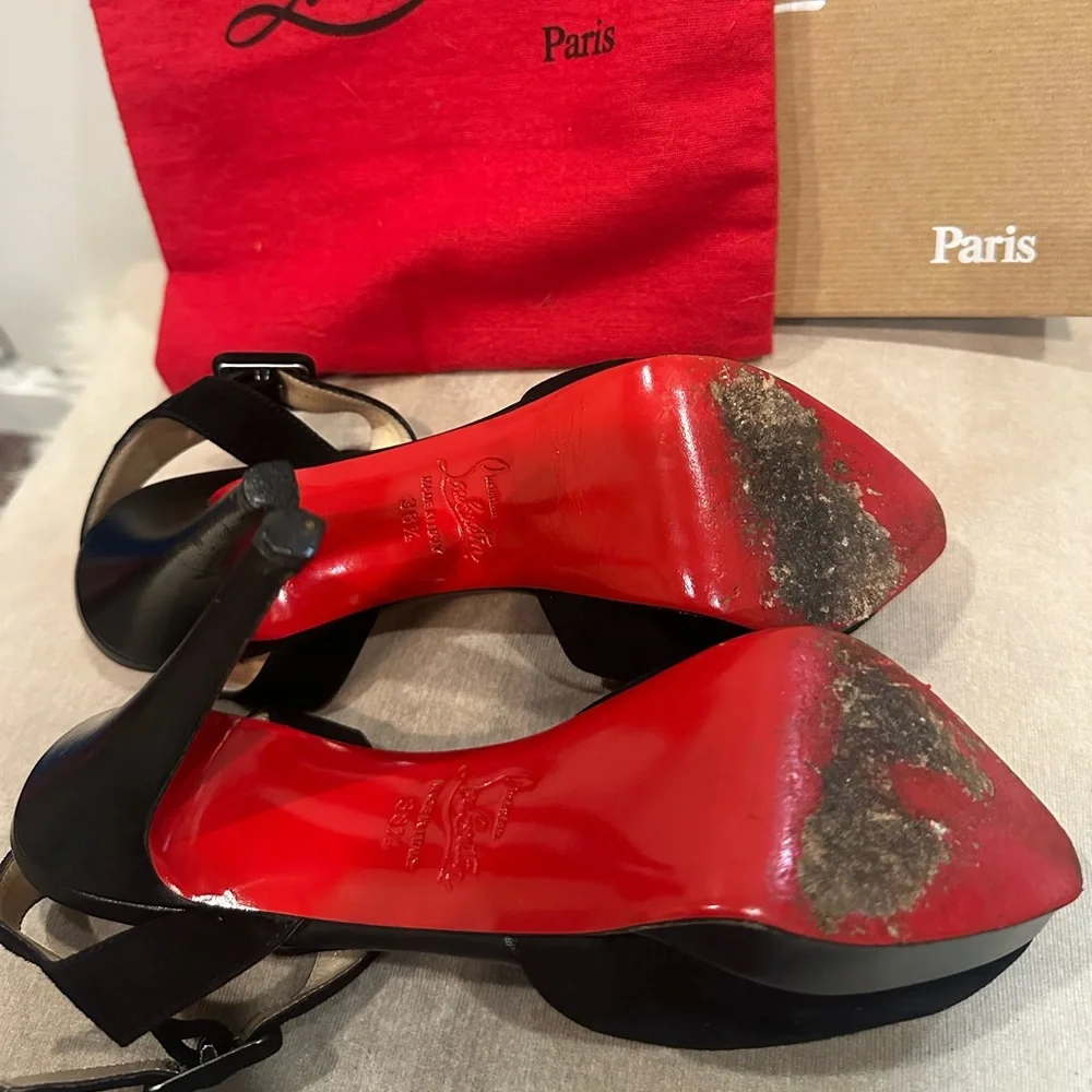 Christian Louboutin Black Suede Platform Heels - Picture 11 of 15